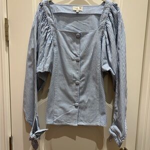 Blue and White Striped Blouse